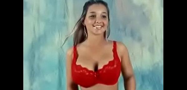  Big bouncy boobs in red lingirie